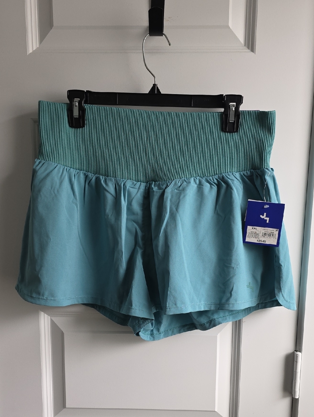 JoyLab Teal Ribbed-Waist Athletic Shorts XXL G047